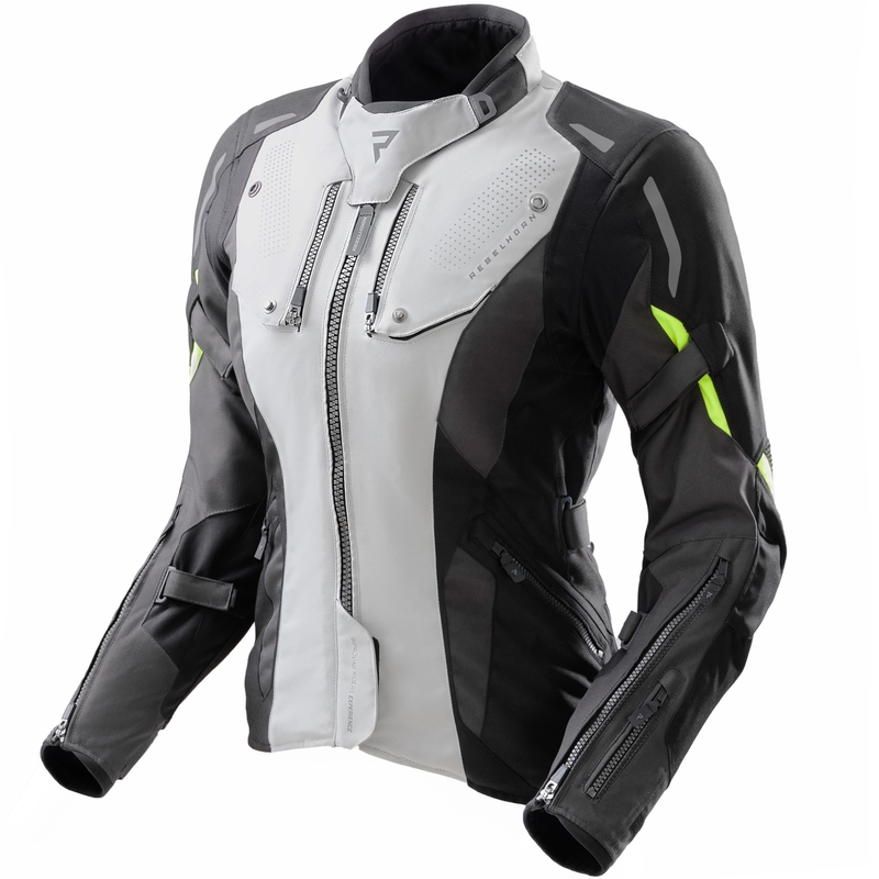 Kurtka motocyklowa damska Rebelhorn Hiker IV czarno-szaro-fluo-żółta