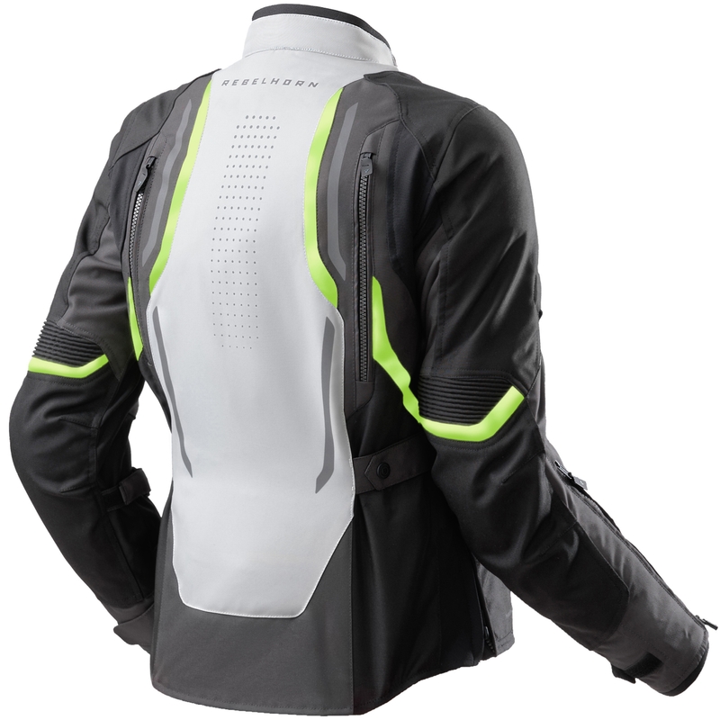 Kurtka motocyklowa damska Rebelhorn Hiker IV czarno-szaro-fluo-żółta