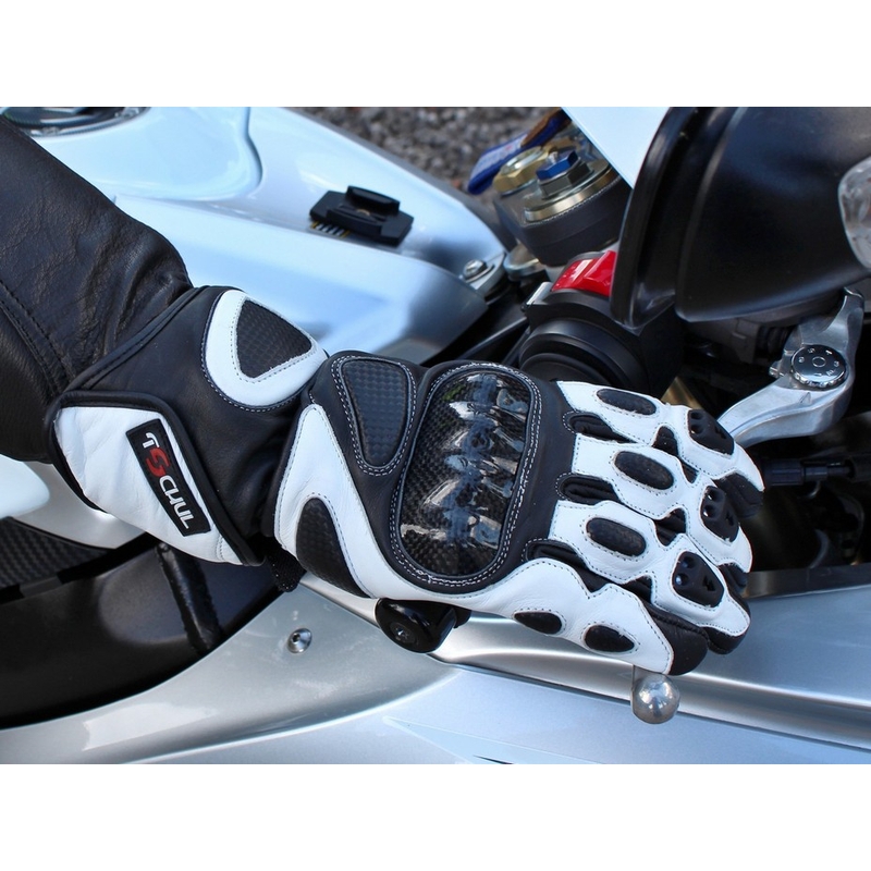 Rękawice motocyklowe Tschul 212 czarno-białe wyprzedaż