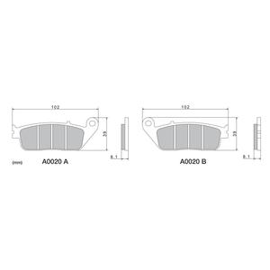 Klocki hamulcowe NISSIN półmetaliczne 102x39x8,1 mm 2 szt.