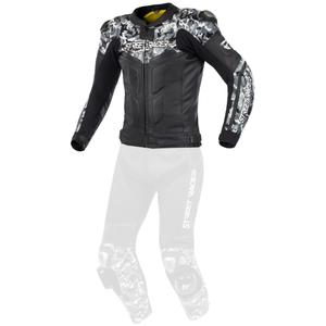 Skórzana kurtka motocyklowa Street Racer Pattern czarno-szara wyprzedaż
