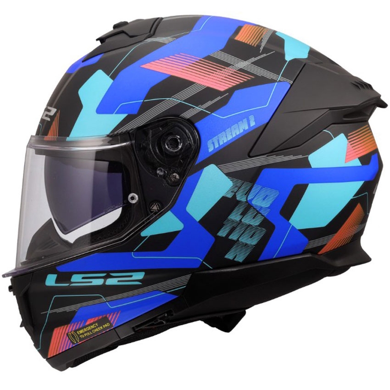 Kask motocyklowy integralny LS2 FF808 Stream II Mika matowy czarno-niebieski