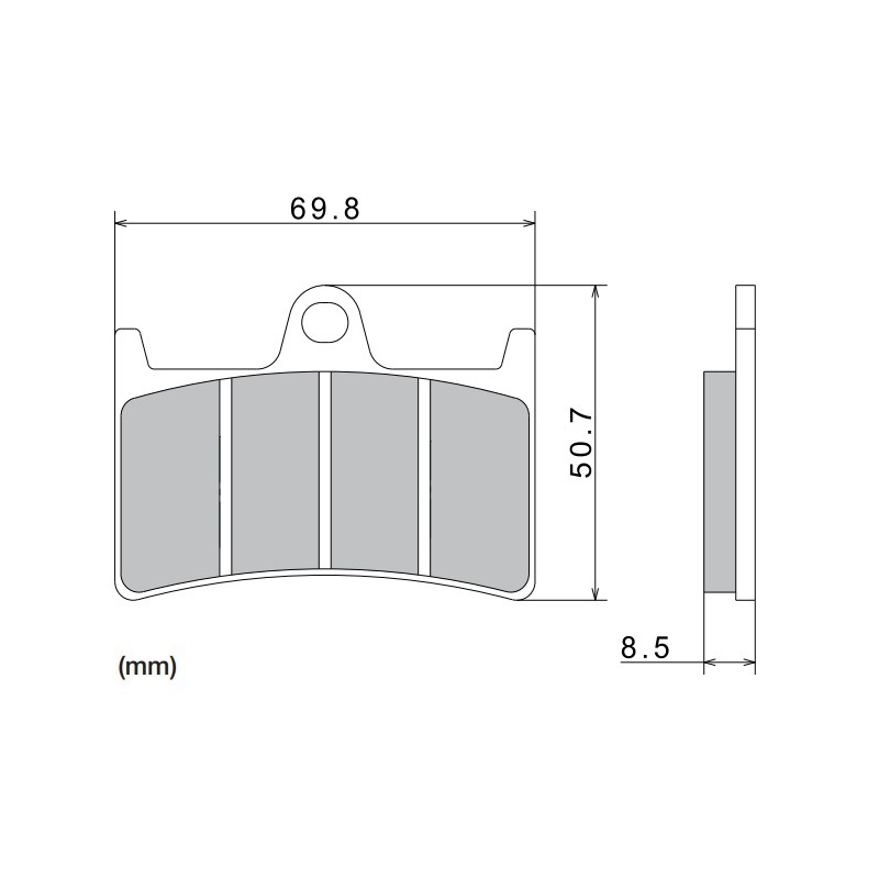 Klocki hamulcowe NISSIN półmetaliczne 69,8x50,7x8,5 mm 2 szt.