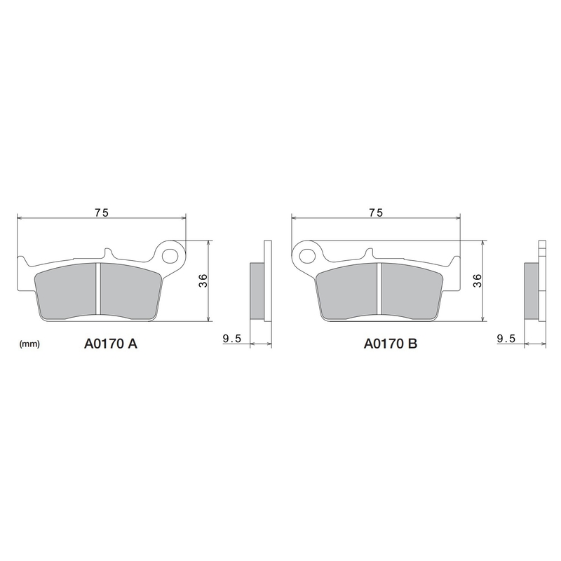 Klocki hamulcowe NISSIN półmetaliczne 75x36x9,5 mm 2 szt.