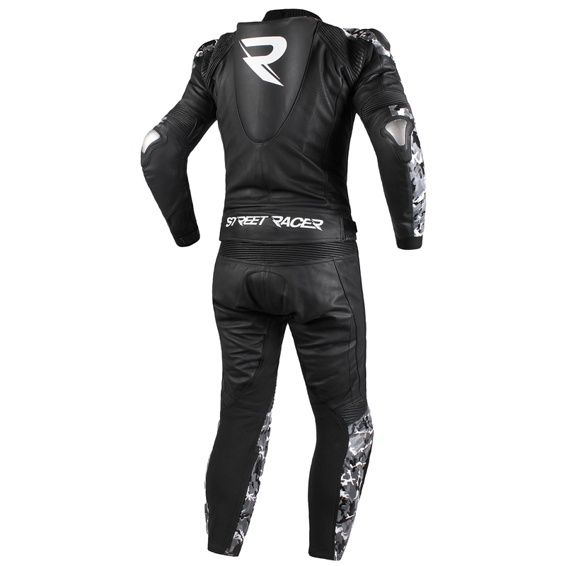 Skórzane spodnie motocyklowe Street Racer Pattern czarno-szare wyprzedaż