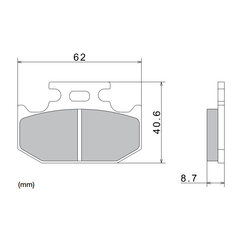 Klocki hamulcowe NISSIN półmetaliczne 62x40,6x8,7 mm 2 szt.