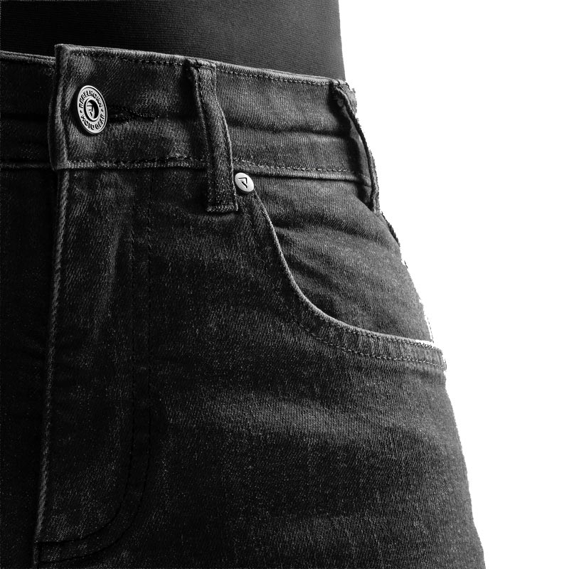 Rebelhorn Classic – jednowarstwowe jeansy moto w kolorze spranej czerni - bardzo krótka nogawka