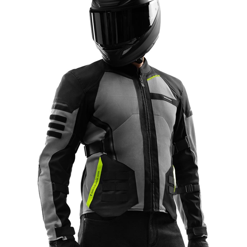Kurtka motocyklowa Rebelhorn Scandal 3 czarno-szaro-fluo-żółta