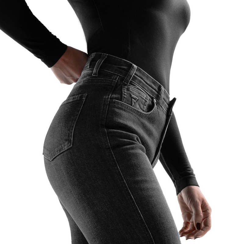Damskie jeansy motocyklowe Rebelhorn Classic Mono, sprana czerń