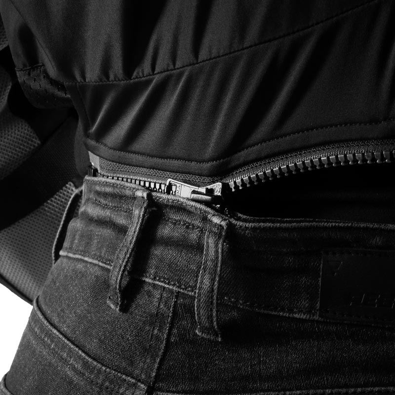 Damskie jeansy motocyklowe Rebelhorn Classic Monolayer, przetarte, czarne