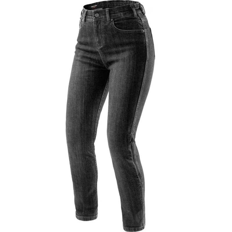 Damskie jeansy motocyklowe Rebelhorn Classic Mono, skrócone, sprana czerń