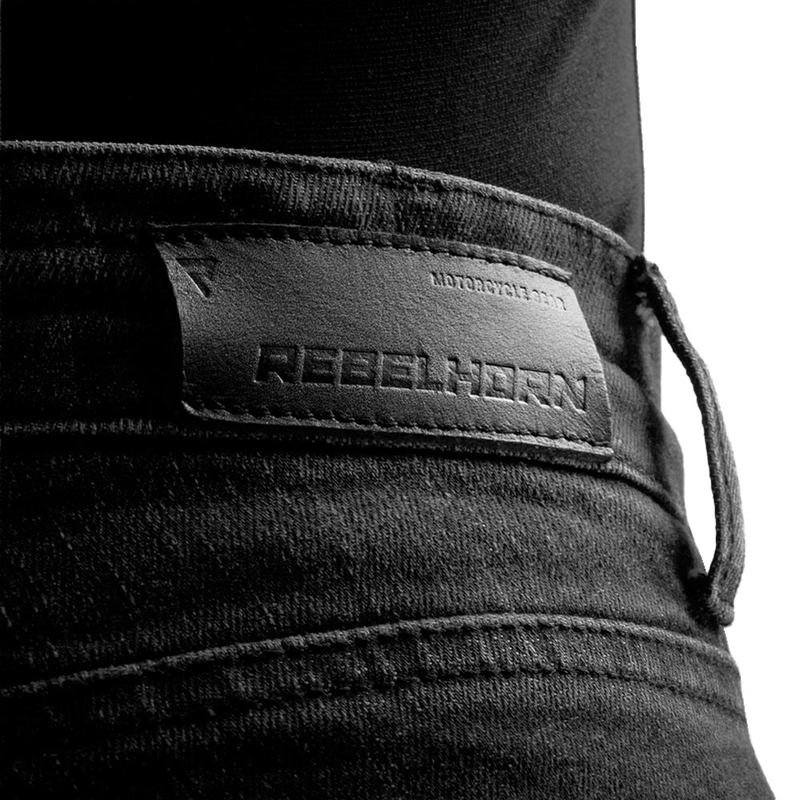 Damskie jeansy motocyklowe Rebelhorn Classic Mono, skrócone, sprana czerń