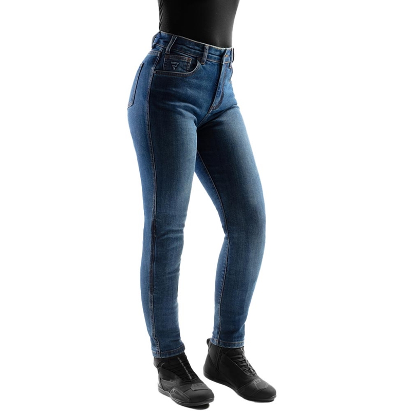 Damskie jeansy motocyklowe Rebelhorn Classic Mono w kolorze spranego błękitu