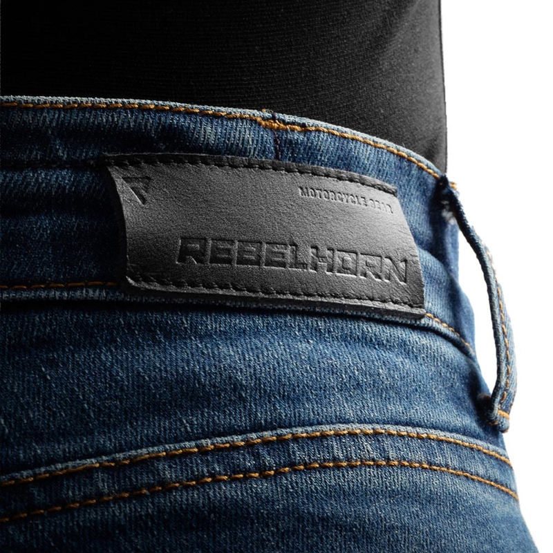 Damskie jeansy motocyklowe Rebelhorn Classic Mono w kolorze spranego błękitu