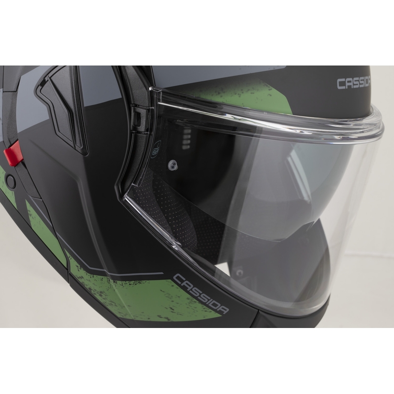 Kask motocyklowy Cassida MultiFlip Korp typu flip-up, mat, czarno-zielono-szary