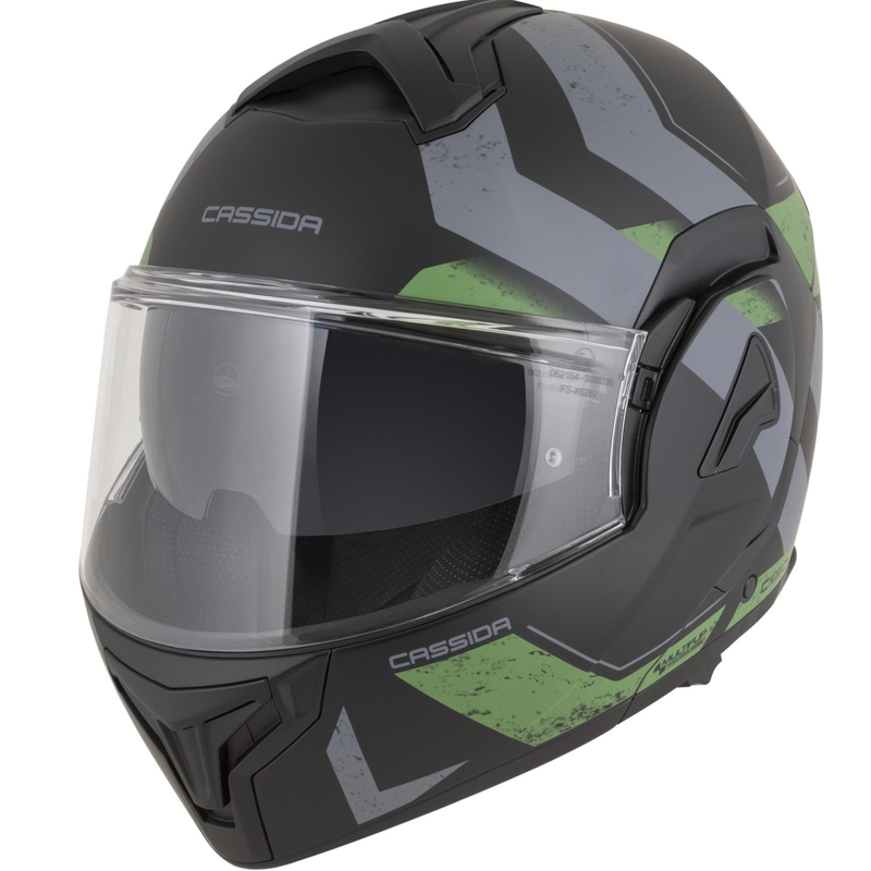 Kask motocyklowy Cassida MultiFlip Korp typu flip-up, mat, czarno-zielono-szary