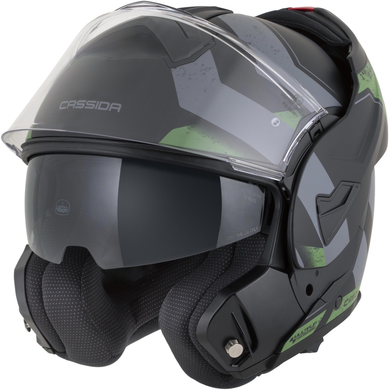 Kask motocyklowy Cassida MultiFlip Korp typu flip-up, mat, czarno-zielono-szary
