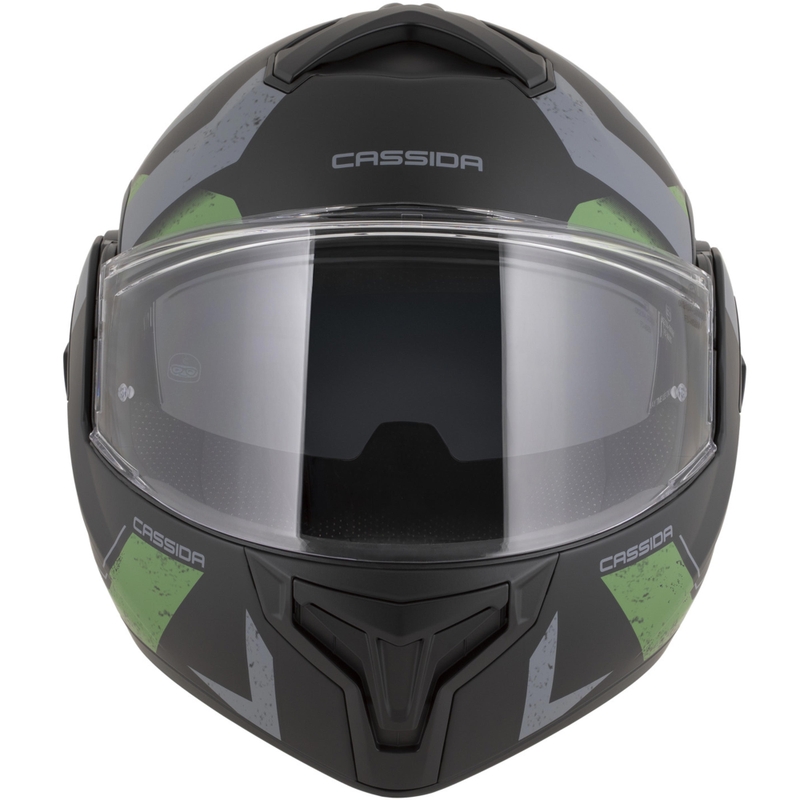 Kask motocyklowy Cassida MultiFlip Korp typu flip-up, mat, czarno-zielono-szary
