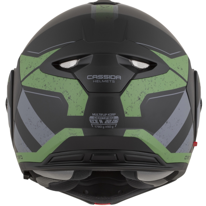 Kask motocyklowy Cassida MultiFlip Korp typu flip-up, mat, czarno-zielono-szary
