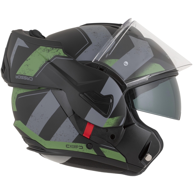 Kask motocyklowy Cassida MultiFlip Korp typu flip-up, mat, czarno-zielono-szary