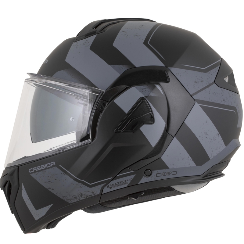 Kask motocyklowy Cassida MultiFlip Korp typu flip-up mat czarno-ciemnoszary-szary