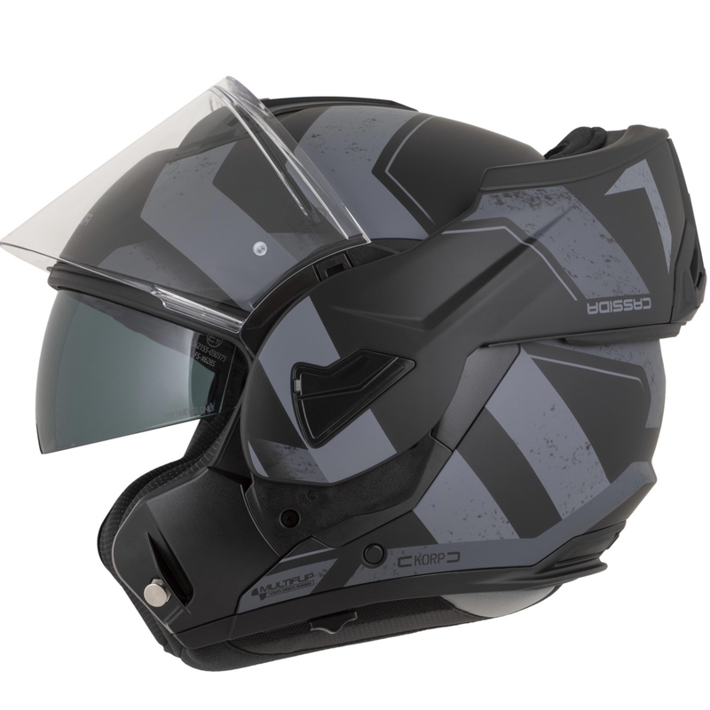 Kask motocyklowy Cassida MultiFlip Korp typu flip-up mat czarno-ciemnoszary-szary