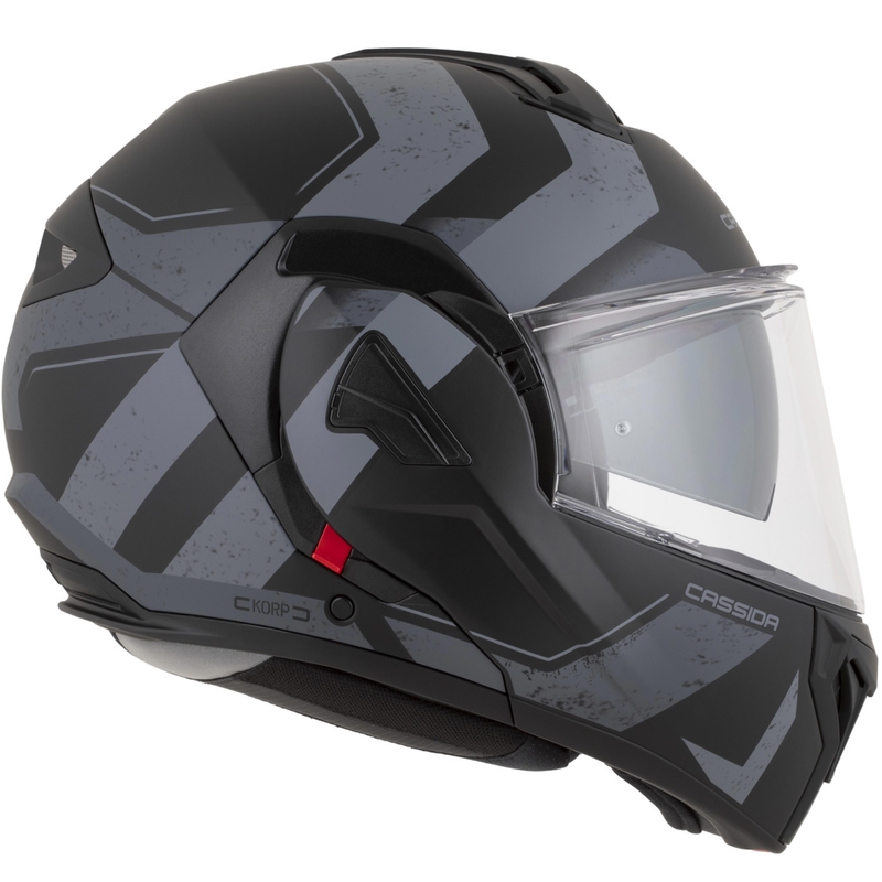 Kask motocyklowy Cassida MultiFlip Korp typu flip-up mat czarno-ciemnoszary-szary
