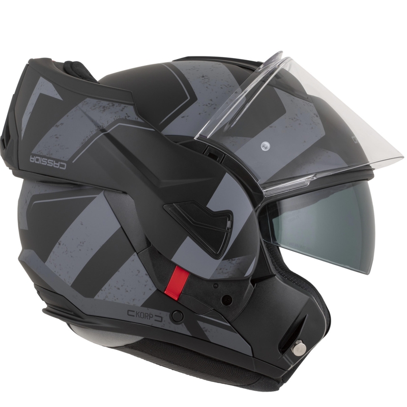 Kask motocyklowy Cassida MultiFlip Korp typu flip-up mat czarno-ciemnoszary-szary