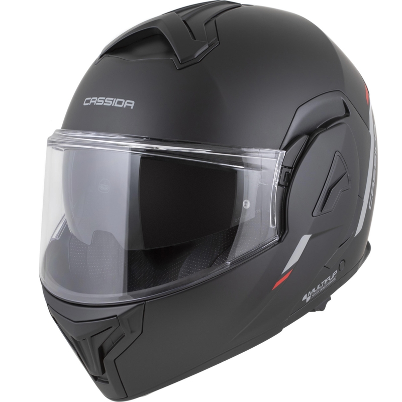 Kask motocyklowy Cassida MultiFlip Korp typu flip-up, mat czarno-czerwono-szary