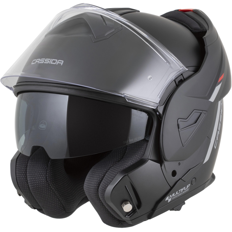 Kask motocyklowy Cassida MultiFlip Korp typu flip-up, mat czarno-czerwono-szary
