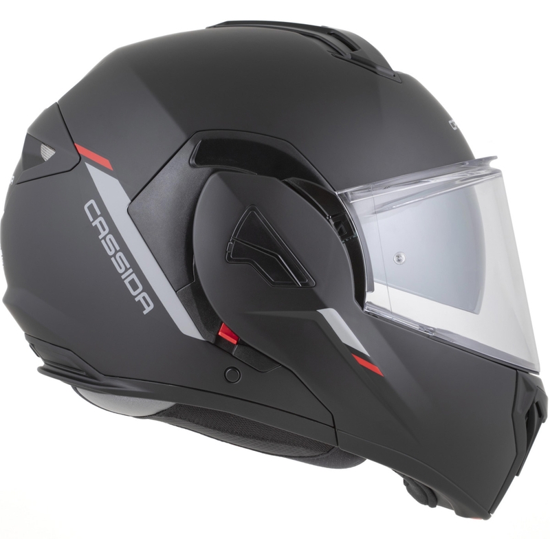 Kask motocyklowy Cassida MultiFlip Korp typu flip-up, mat czarno-czerwono-szary