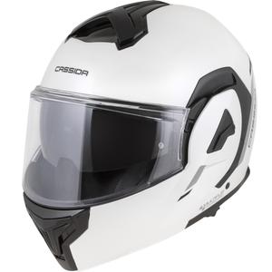 Kask motocyklowy Cassida MultiFlip Solid typu flip-up perłowo-biały-czarny