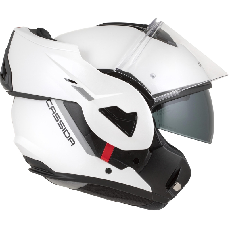 Kask motocyklowy Cassida MultiFlip Solid typu flip-up perłowo-biały-czarny