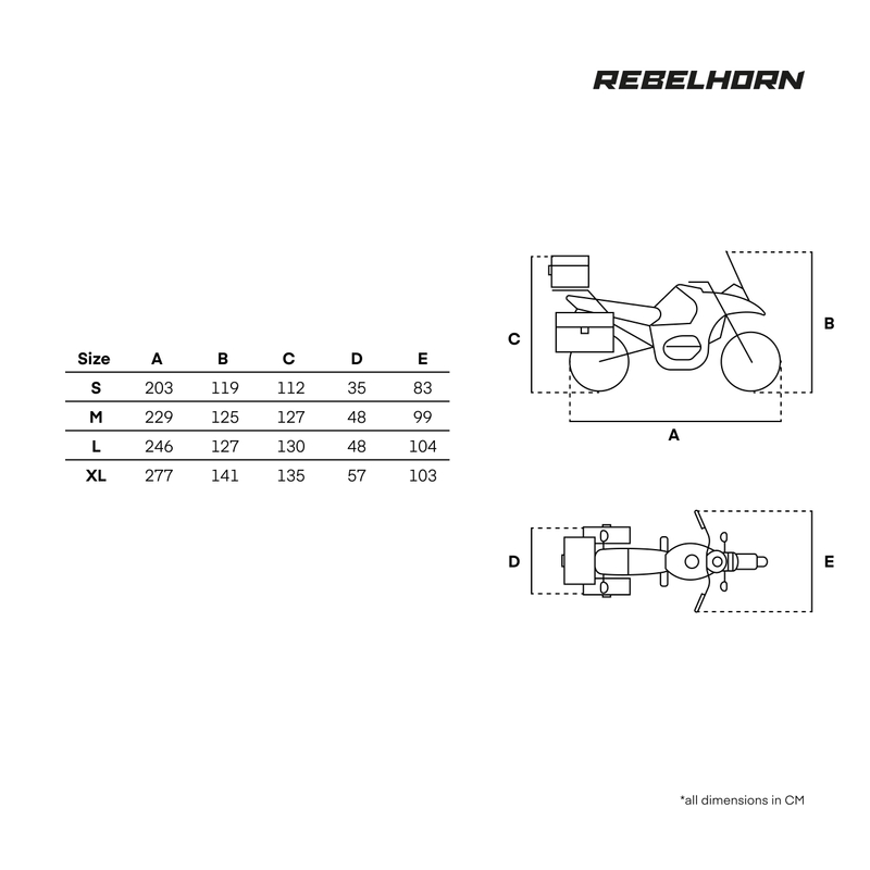 Pokrowiec na motocykl Rebelhorn Shelter z miejscem na bagażnik, czarno-srebrny