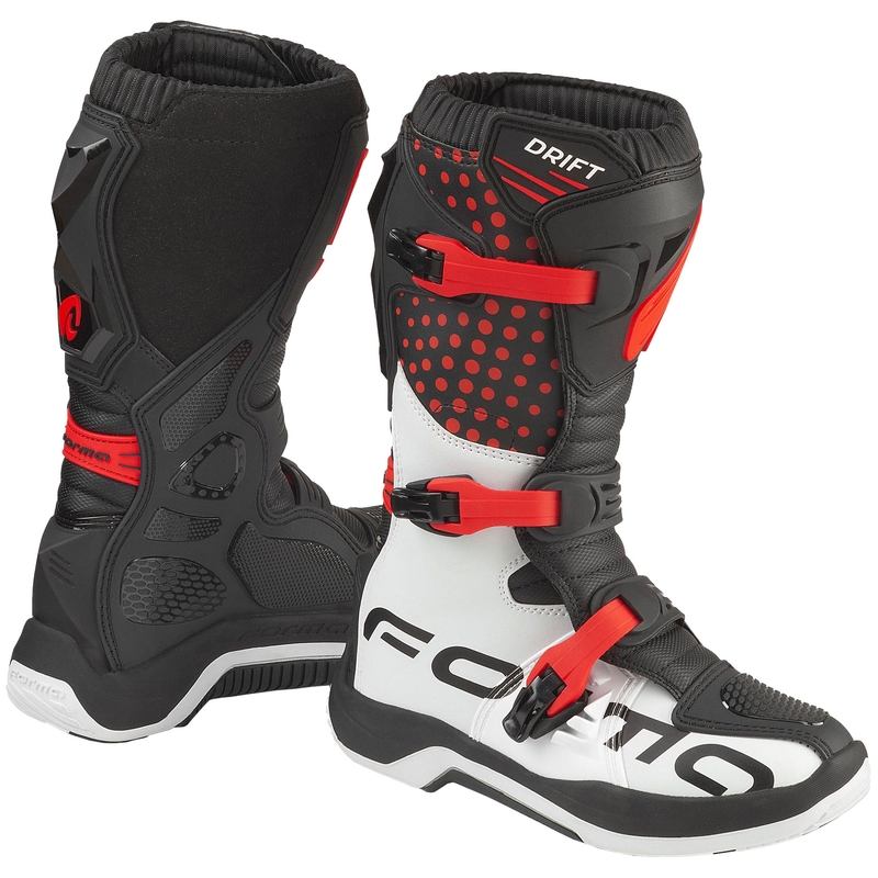 Dziecięce buty motocyklowe Forma Drift czarno-czerwono-białe