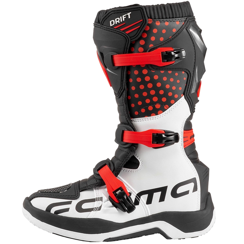 Dziecięce buty motocyklowe Forma Drift czarno-czerwono-białe