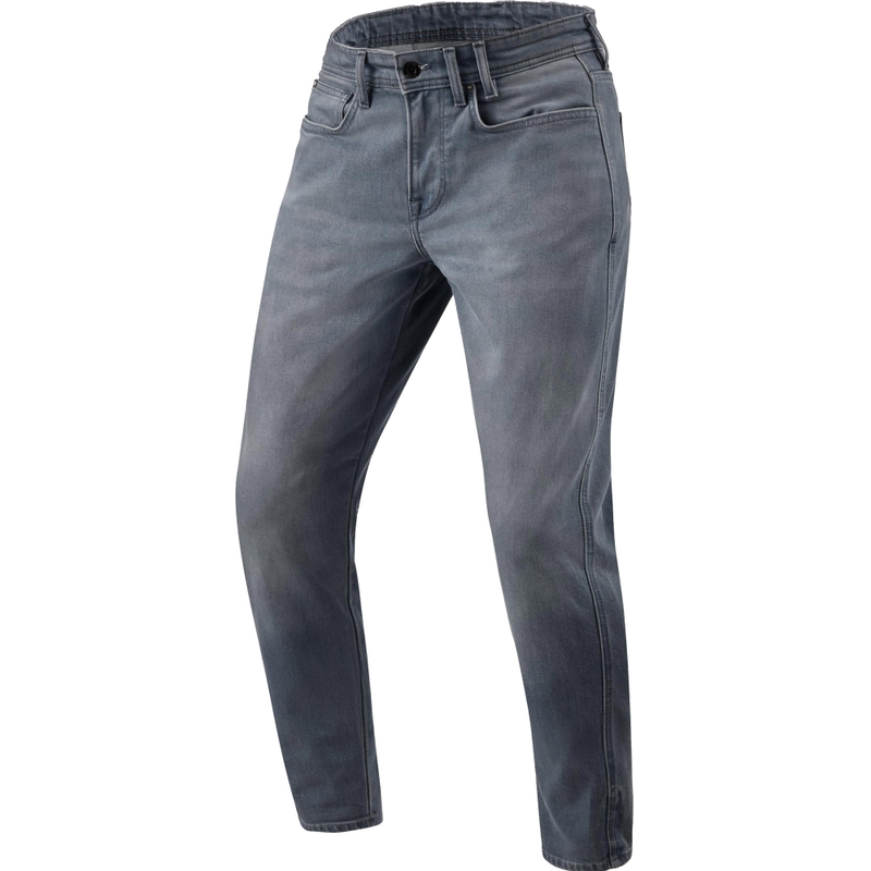 Revit Keegan Tapered Extra Cropped Motocyklowe Jeansy Washed Medium Grey