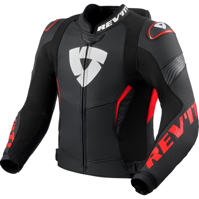 Kurtka motocyklowa skórzana Revit Argon 3 PRO czarno-fluo czerwona