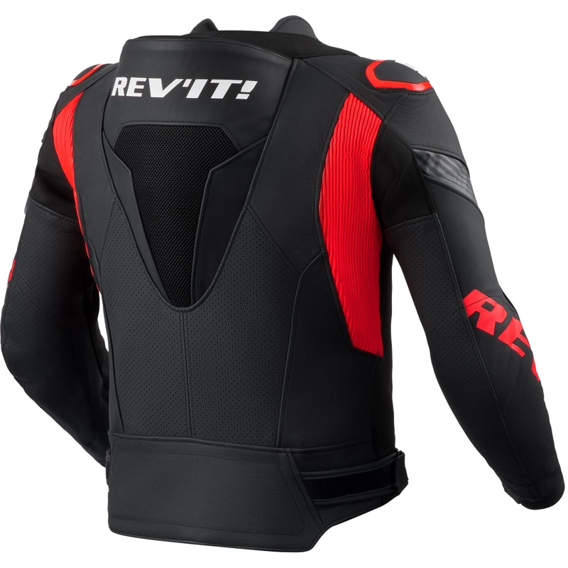 Kurtka motocyklowa skórzana Revit Argon 3 PRO czarno-fluo czerwona