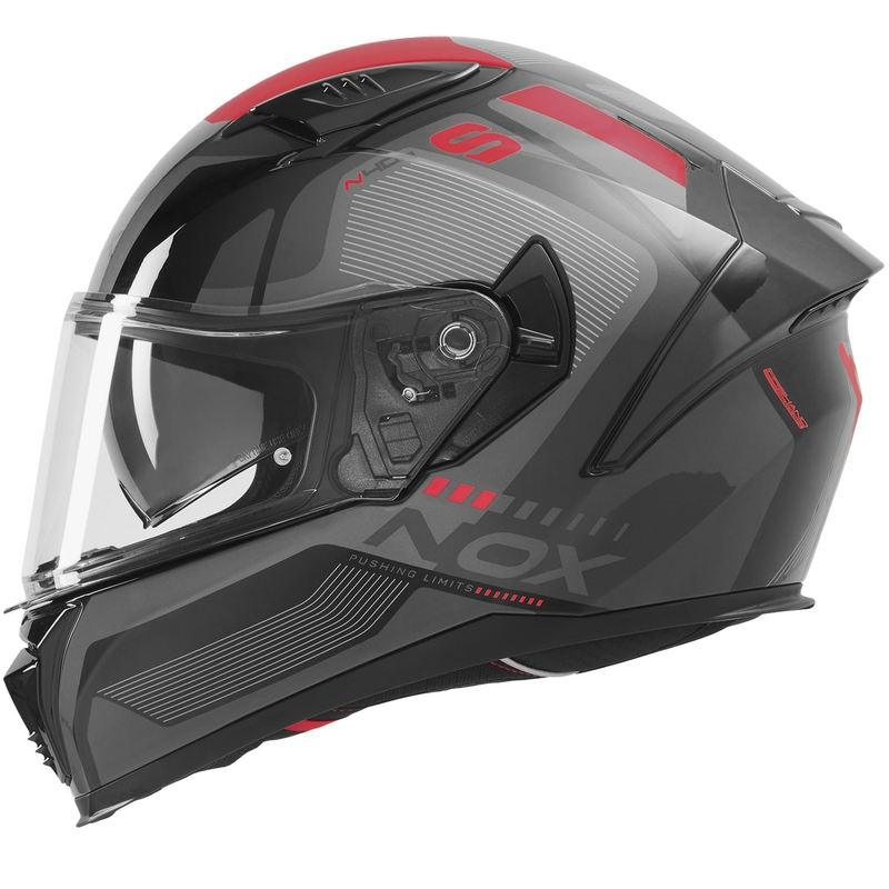 Kask motocyklowy integralny NOX N402 Mentor czarno-czerwony