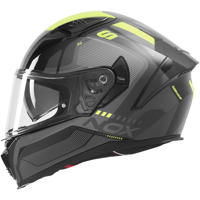Kask motocyklowy integralny NOX N402 Mentor czarno-fluo żółty