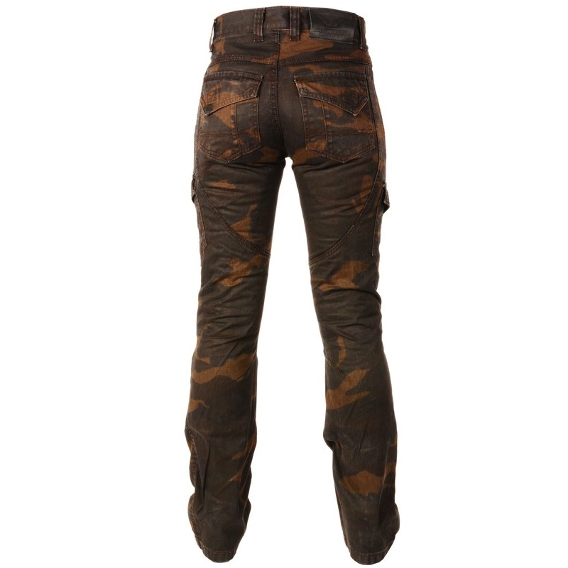 Damskie jeansy motocyklowe Ayrton Camino brązowe camo wyprzedaż