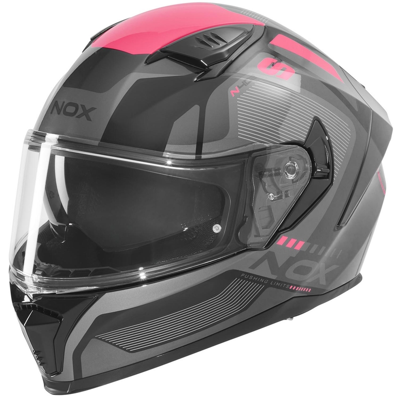 Kask motocyklowy integralny NOX N402 Mentor czarno-różowy