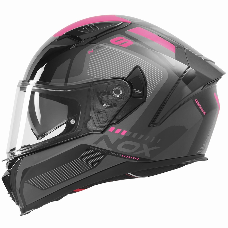 Kask motocyklowy integralny NOX N402 Mentor czarno-różowy