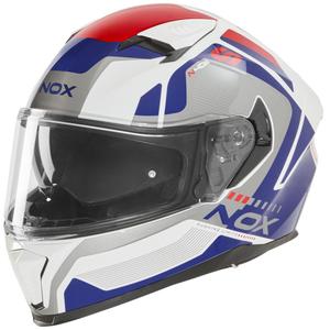 Kask motocyklowy integralny NOX N402 Mentor biało-niebiesko-czerwony