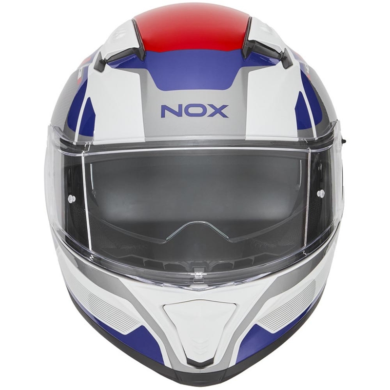 Kask motocyklowy integralny NOX N402 Mentor biało-niebiesko-czerwony