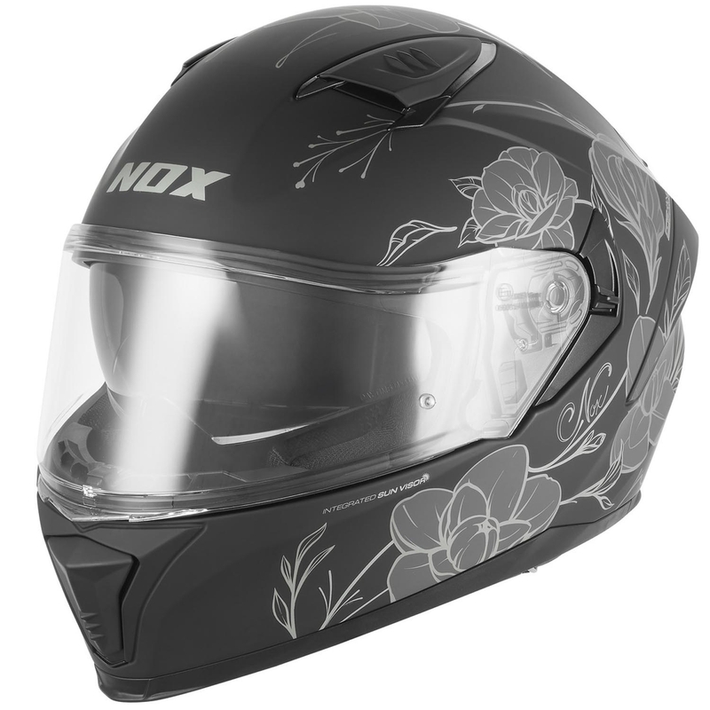 Kask motocyklowy integralny NOX N402 Spring matowy czarno-srebrny