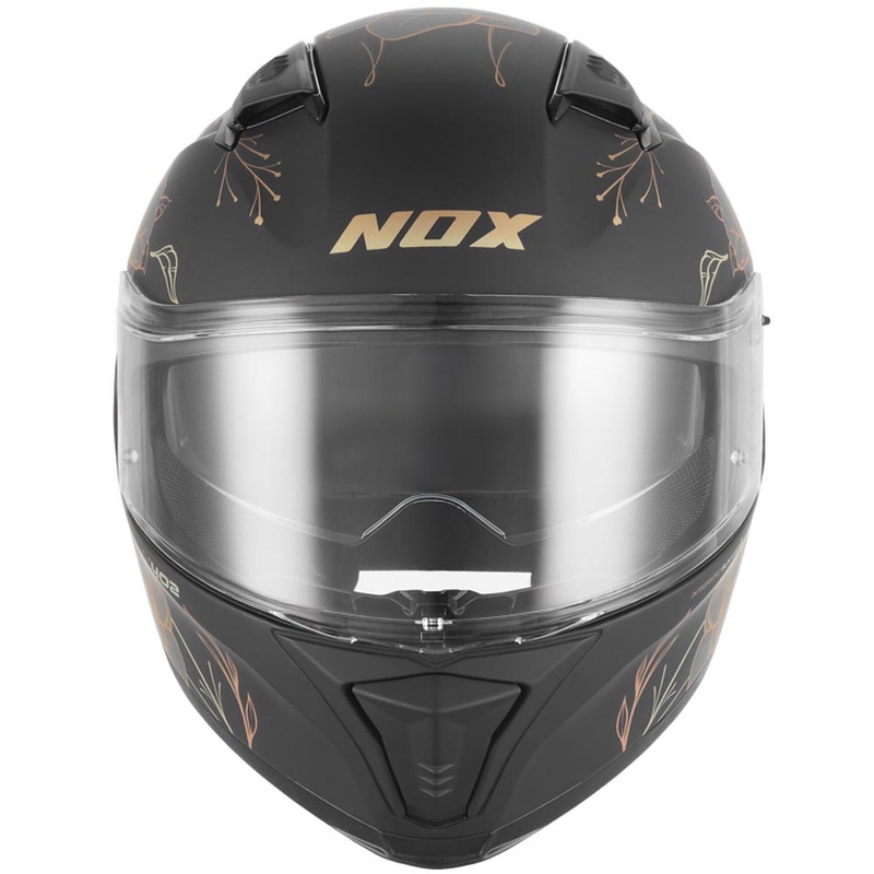 Kask motocyklowy integralny NOX N402 Spring matowy czarno-złoty