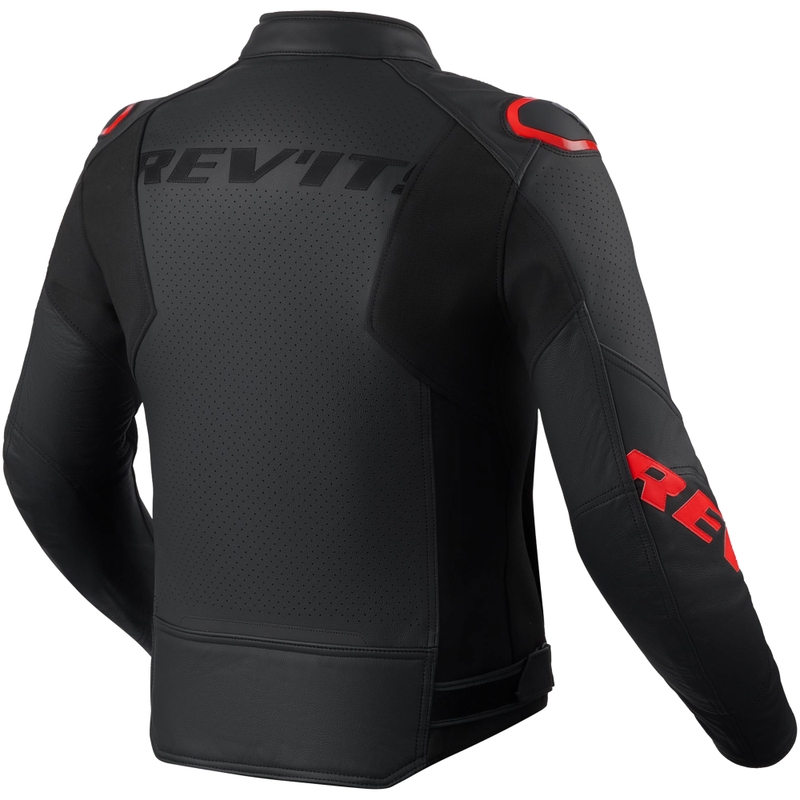 Kurtka motocyklowa skórzana Revit Quadratic czarno-fluo czerwona