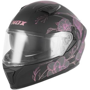 Kask motocyklowy integralny NOX N402 Spring matowy czarno-różowy